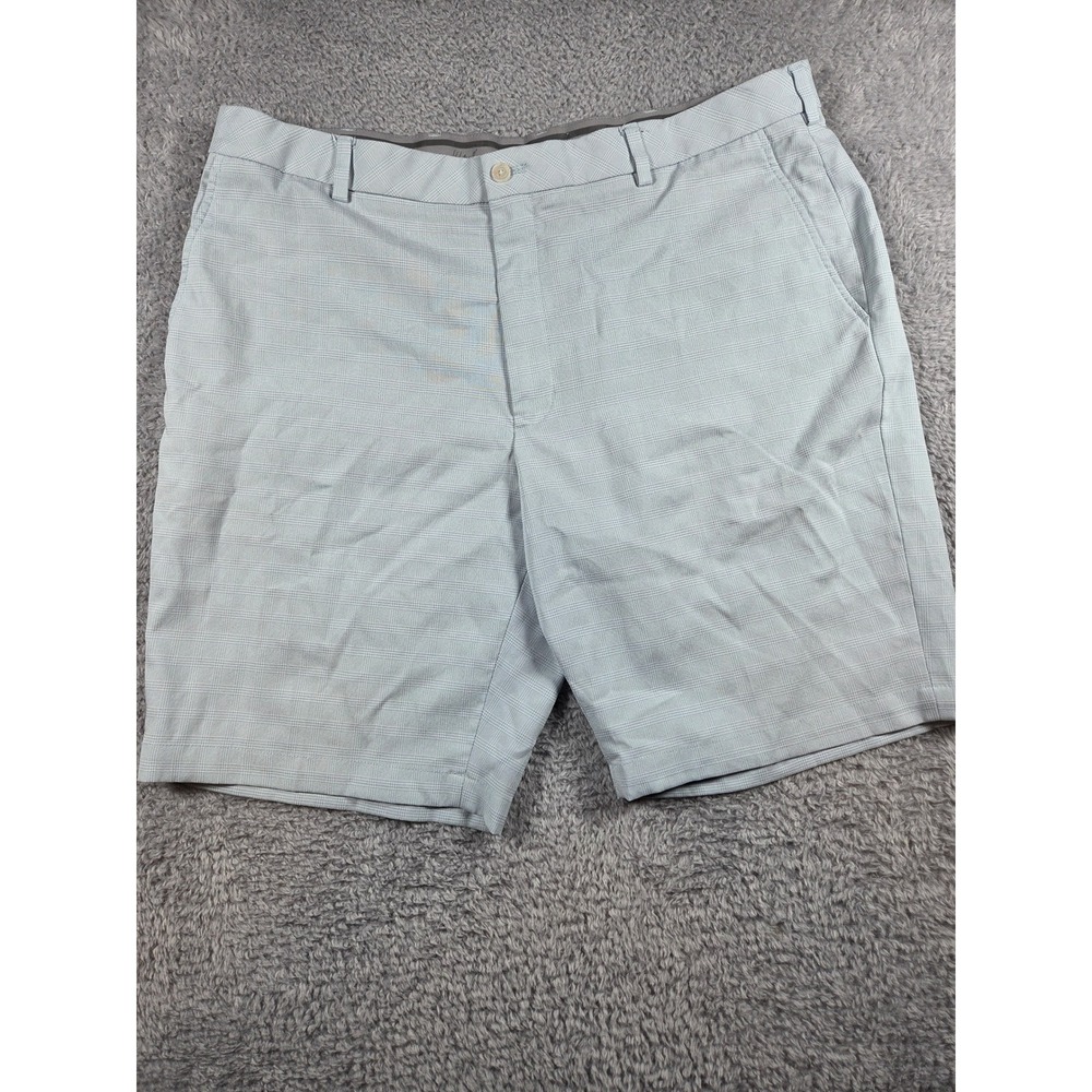 Walter Hagen Golf Shorts 40 Light Blue Mens Plaid Majors Performance Stretch